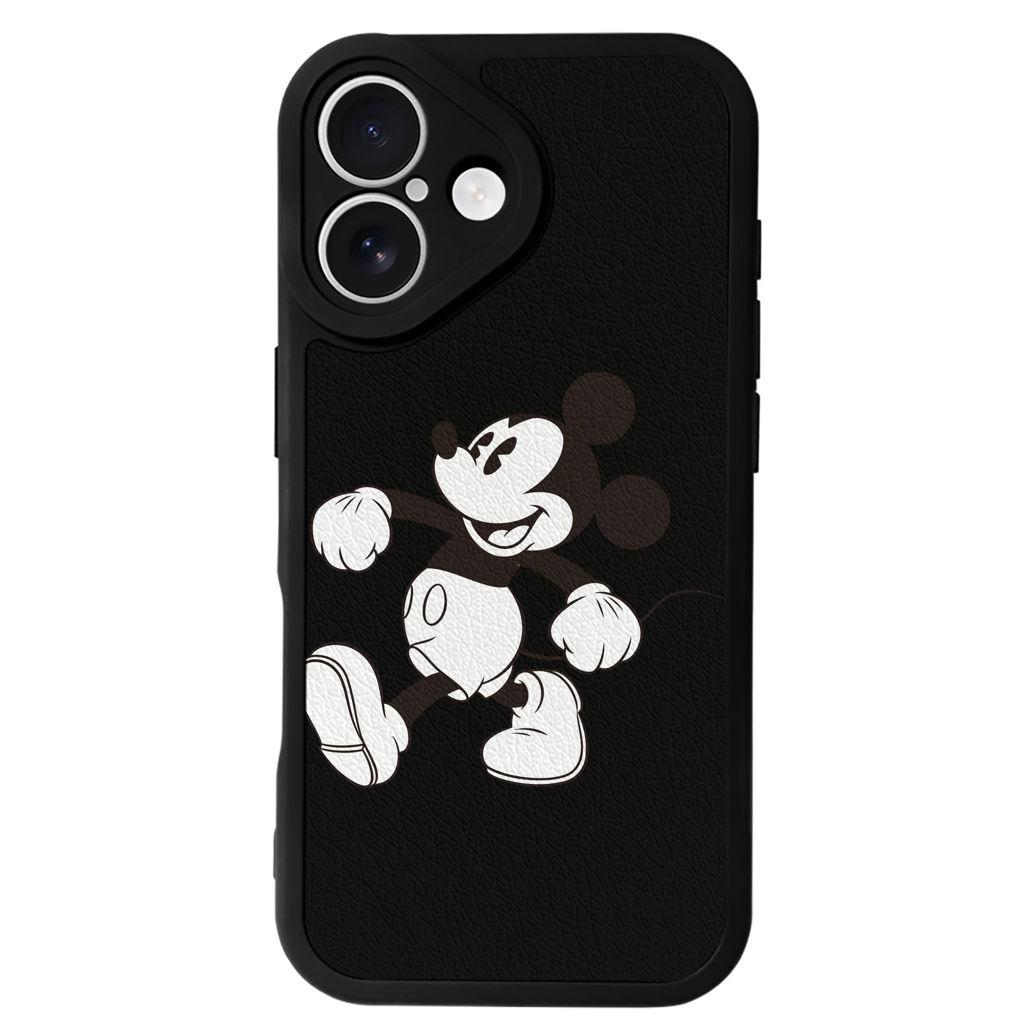 （画像用） ミッキーマウス Mickey Mouse 【iPhone 16シリーズ対応】シリコンスマホケース（レザー調） 材質：シリコン